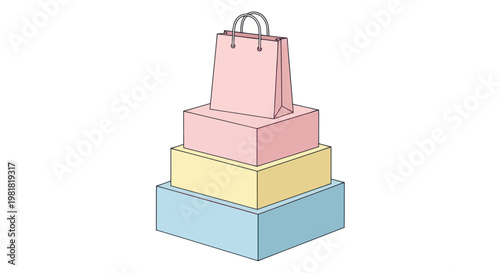 Colorful gift boxes and shopping bag.