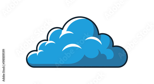 Blue Cartoon Cloud Icon Graphic.