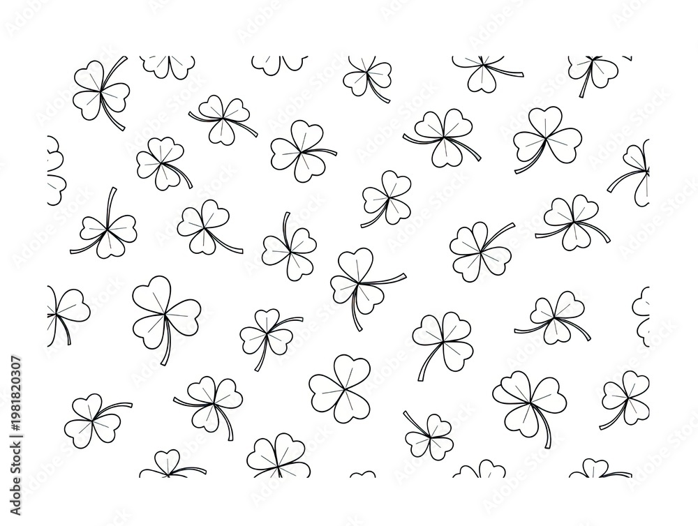Fototapeta premium Pattern of shamrocks and clovers, St. Patricks Day lucky charm