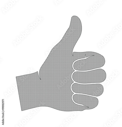 Positive feedback vector icon, gray thumbs up symbol, approval and success gesture, like and agreement graphic element for web and UI design