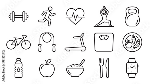 Fitness Icons Line Art