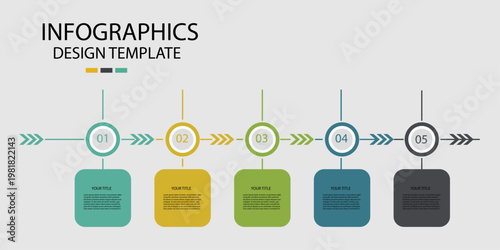  Modern 5-Step Process Timeline Infographic Design