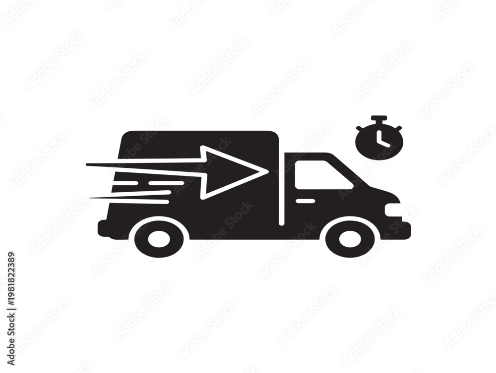 Fototapeta premium express delivery truck speeding forward flat design vector illustration