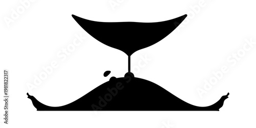 Surreal Hourglass Ocean Silhouette Vector - Whale and Sea Waves Glass Timer