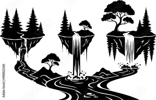 Conceptual Silhouette of Grand Piano with Garden and Tree Growing Inside Metaphor for Musical Inspiration and Creative Harmony Vector Illustration
