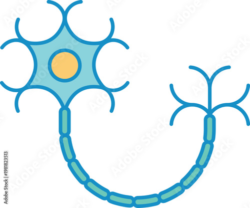 Neuron icon in line and fill style.