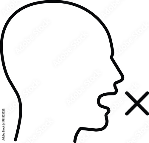 Speechless icon in linear style.