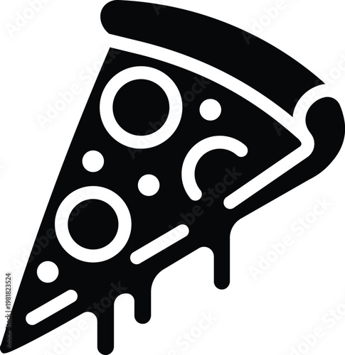 Pizza slice icon in flat style.