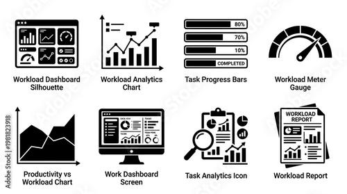 Teamwork Icons Vector – Task Distribution, Assign Tasks Arrows, Workload Sharing, Distributed Task Cards, Task Allocation, Workload Split, Team Task Division, Shared Responsibility Graphic
