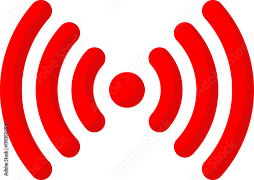 Red wifi wireless signal icon for internet connection and hotspot
