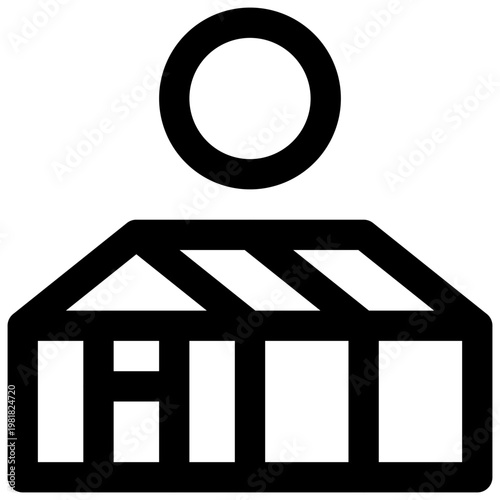 Greenhouse effect. Editable stroke vector icon.