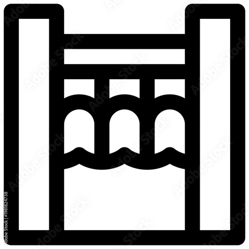 Hydropower dam. Editable stroke vector icon.