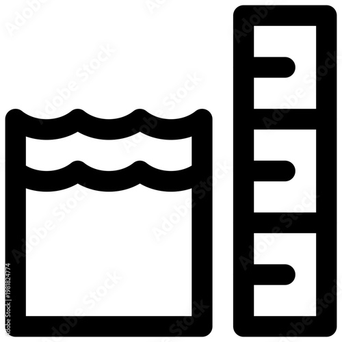 Sea level rise. Editable stroke vector icon.