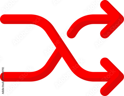 Red shuffle play music icon for random playlist and media control