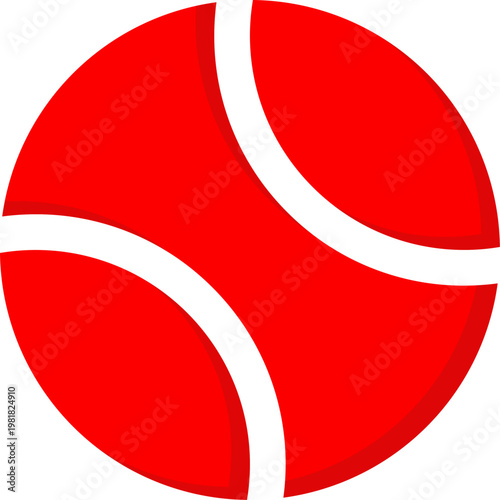 Red tennis ball vector icon for sports game and athletic activity
