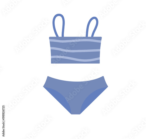 Blue bikini set with wavy pattern summer beachwear vector illustration