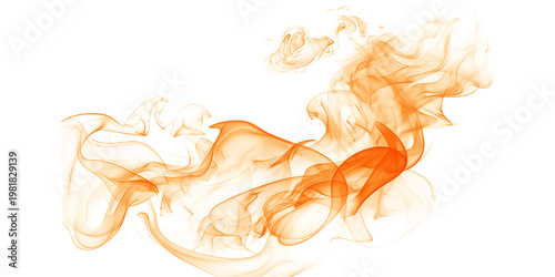 Vibrant orange smoke abstract background with flowing wispy trails of fire and amber light on a dark black canvas effect