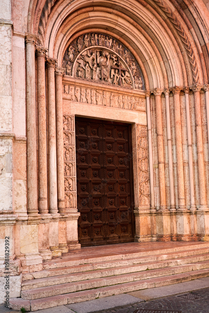 Fototapeta premium Parma baptistery romanesque portal sculpture by antelami