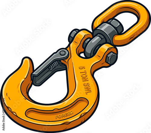 Forged steel swivel lifting hook with five ton capacity