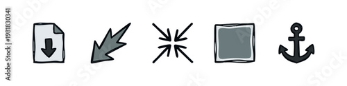 Set of Hand Drawn Utility and Selection Tool Icons