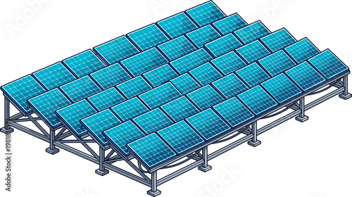 Photovoltaic panel modules on an industrial mounting rack