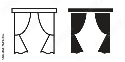 Curtains icon and symbol. Vector icon editable set