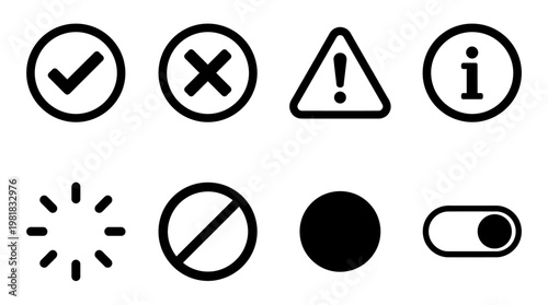 User Interface Vector Icons for Status and Notification Design