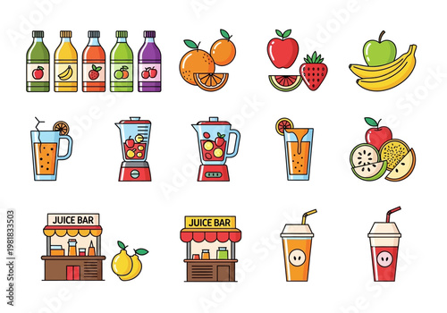 Fresh Juice Bar Drinks and Fruits.