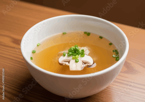 Miso soup in a bowl.