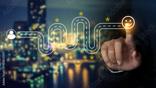 Slika na platnu Customer Journey and Satisfaction Experience Concept