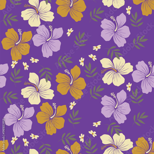 Cute seamless pattern with decorative flowers and leaves can be used for wallpapers, surface textures, textile,linen, kids cloth, pattern fills, page backgrounds and more designs