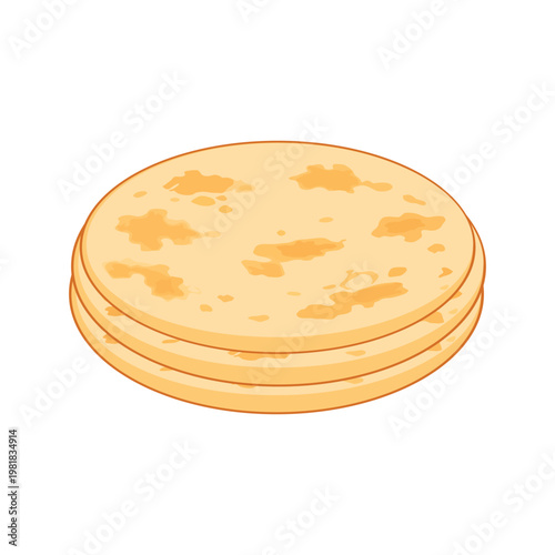 Paratha Stack Vector Illustration, Minimal Flat South Asian Bread Design, Clean Homemade Flatbread Graphic, Traditional Breakfast Food Concept, Simple Roti Stack