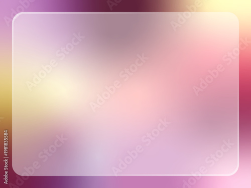 紫とピンクの幻想的なグラデーション背景、透明感あるグラスモーフィズム枠 / Elegant purple and pink gradient background with glassmorphism frame