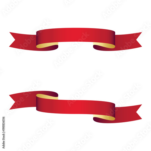 Red ribbon banner with gold trim
