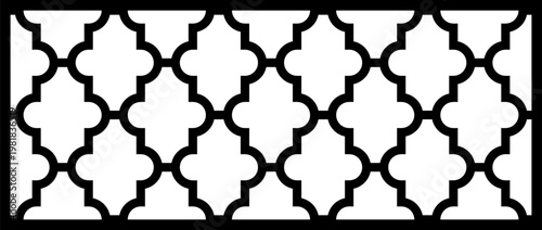 Photos Vector illustration of an rectangular architectural panel with a Moroccan quatrefoil or lattice pattern