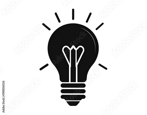 Minimalist black light bulb  silhouette icon isolated on white background