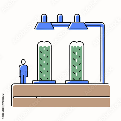Scientist observing algae cultivation in laboratory for biofuel production