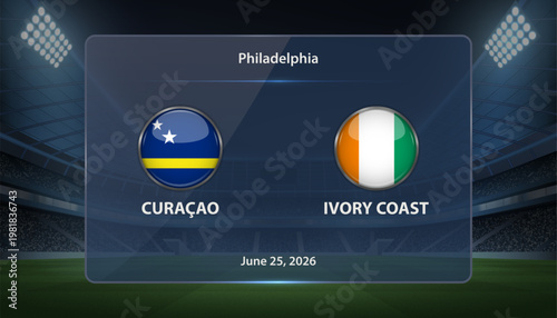 Curacao vs Ivory Coast Soccer Match Scoreboard