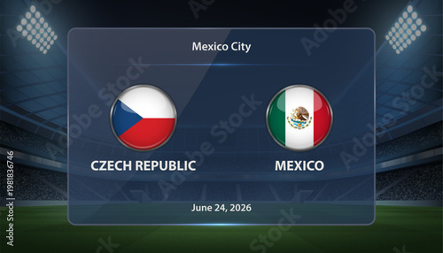 Czech Republic vs Mexico Soccer Match Scoreboard