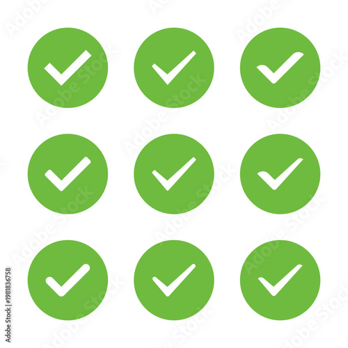 Green check circle icon set. Tick mark symbol. Approval and confirmation sign Free Download Green check circle icon set. Tick mark symbol. Approval and confirmation sign - GFXLoad