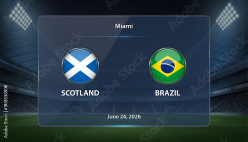 Scotland vs Brazil Soccer Match Scoreboard