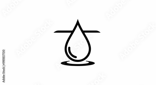 Stylized black water drop symbol on white background