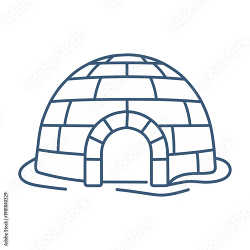 Vector of a traditional igloo with a stone structure and arched entrance