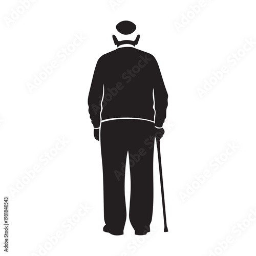 Silhouette of an elderly gentleman with a walking stick