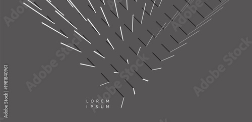 A multitude of ordered vertical lines in the spatial perspective. Shadows create depth and volume. Rhythmic movement. Abstract columns. Geometric architectural style. Copy space. Top view. Vector.