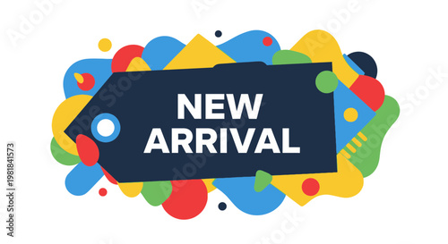 New Arrival Sale Tag with Abstract Colorful Shapes - Marketing Promotion
