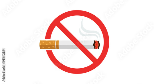 No smoking symbol clearly indicating the prohibition of cigarette use, promoting public health, clean air, and a healthy environment in designated areas