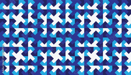 Photos Seamless blue geometric pattern with interlocking shapes