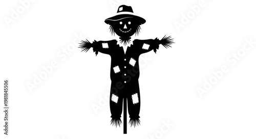 Scarecrow Silhouette Icon Isolated on White Background