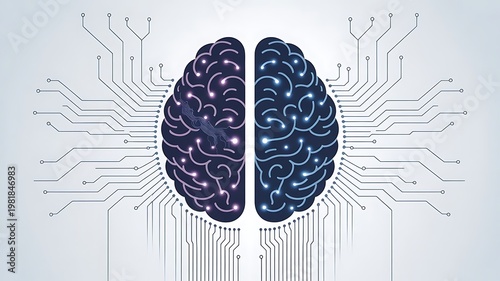Artificial intelligence concept featuring a digital human brain with glowing neural networks and circuit board connections